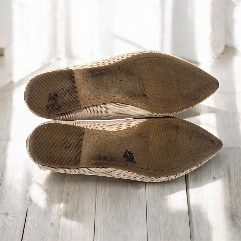 Old Navy Beige Pointed Toe Flats With Breathable Knit Design Size 9 - Picture 5 of 6